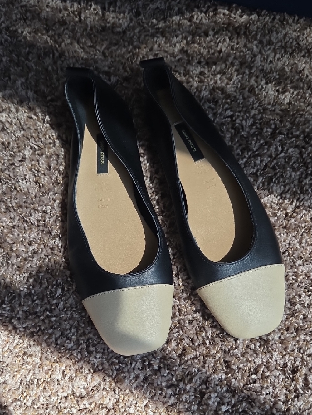 Gino Rossi Black and Cream Two-Tone Women's Ballet Flats